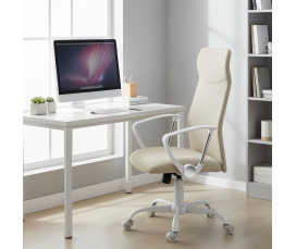 Ergonomisk Kontorsstol Beige – Vridbar med S-format Ryggstöd 