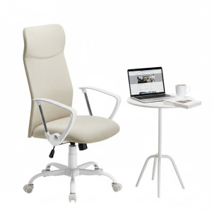 Ergonomisk Kontorsstol Beige – Vridbar med S-format Ryggstöd 