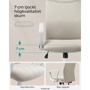 Ergonomisk Kontorsstol Beige – Vridbar med S-format Ryggstöd 