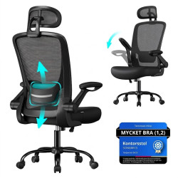 Ergonomisk Kontorsstol med Nät – Bläcksvart – Premium Komfort