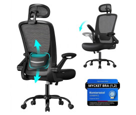 Ergonomisk Kontorsstol med Nät – Bläcksvart – Premium Komfort