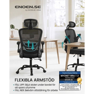 Ergonomisk Kontorsstol med Nät – Bläcksvart – Premium Komfort