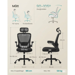 Ergonomisk Kontorsstol med Nät – Bläcksvart – Premium Komfort