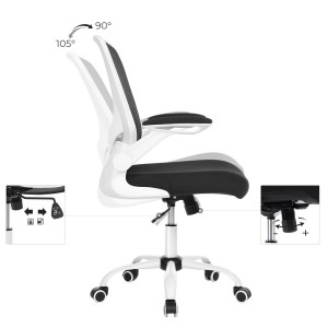 Ergonomisk Kontorsstol med Uppfällbara Armstöd – Svart Nät – enoen.se