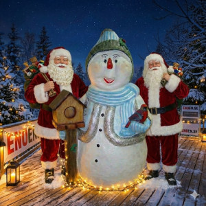Stor Snögubbe 180 cm - Glasfiber för Julskyltning och Marknadsföring Stor Snögubbe 180 cm - Glasfiber för Julskyltning och Marknadsföring