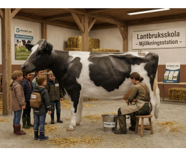 Mjölkko Amelia i naturlig storlek 270 cm (Holstein) – Med 19L tank för mjölkning