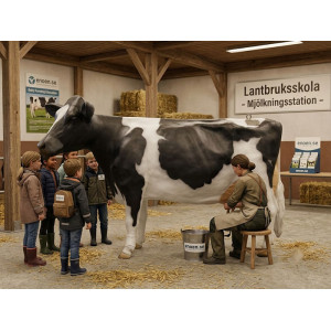 Mjölkko Amelia i naturlig storlek 270 cm (Holstein) – Med 19L tank för mjölkning