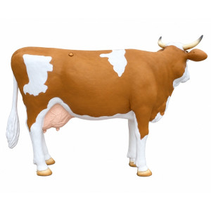 Mjölkbar Ko i Naturlig Storlek 220 cm – "Leni" Simmental (19L Tank) Glasfiber Mjölkbar Ko i Naturlig Storlek 220 cm – "Leni" Simmental (19L Tank) Glasfiber