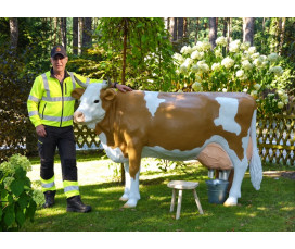 Mjölkbar Ko i Naturlig Storlek 220 cm – "Leni" Simmental (19L Tank) Glasfiber