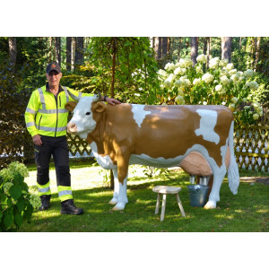 Mjölkbar Ko i Naturlig Storlek 220 cm – "Leni" Simmental (19L Tank) Glasfiber Mjölkbar Ko i Naturlig Storlek 220 cm – "Leni" Simmental (19L Tank) Glasfiber