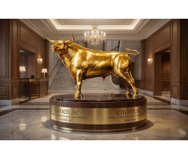 Exklusiv Guldlackerad Spansk Tjur Skulptur i Glasfiber (300 cm)