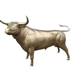 Exklusiv Guldlackerad Spansk Tjur Skulptur i Glasfiber (300 cm)