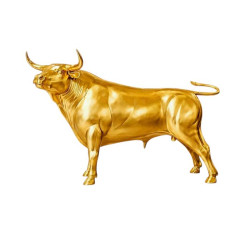 Exklusiv Guldlackerad Spansk Tjur Skulptur i Glasfiber (300 cm)
