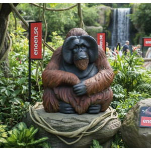 Sittande Orangutang Skulptur 87 cm - Glasfiber Figur