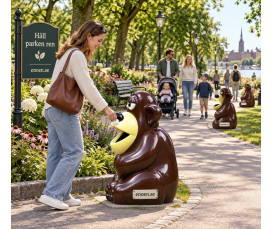 Sopkärl Björn 80 cm – Roligt Avfallskärl i Glasfiber för Offentlig Miljö & Event
