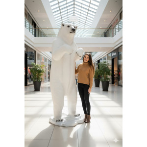 STOR STÅENDE ISBJÖRN I GLASFIBER - 213 CM (SKULPTUR / KONST) STOR STÅENDE ISBJÖRN I GLASFIBER - 213 CM (SKULPTUR / KONST)