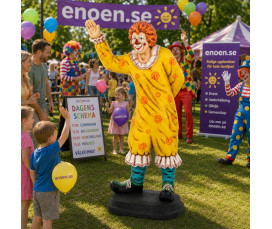 Vinkande 3D Clown i Naturlig Storlek (189 cm) – Glasfiber