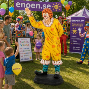 Vinkande 3D Clown i Naturlig Storlek (189 cm) – Glasfiber