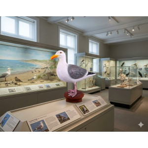 Fiskmås 49 cm – Naturtrogen Skulptur i Glasfiber