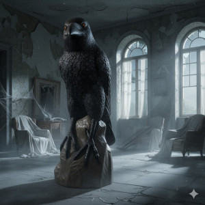 Mystisk Stor Korp Skulptur i Glasfiber 150 cm Mystisk Stor Korp Skulptur i Glasfiber 150 cm