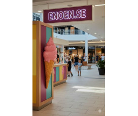 Vägghängd mjukglass twist jordgubb glasfiber – Iögonfallande reklamfigur