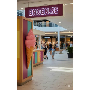 Vägghängd mjukglass twist jordgubb glasfiber – Iögonfallande reklamfigur