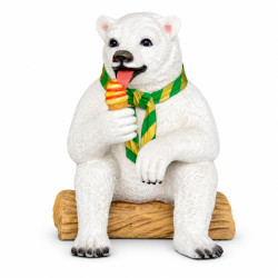 Reklamfigur Isbjörn med Glass 65 cm – Skulptur i Glasfiberharts