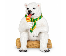 Reklamfigur Isbjörn med Glass 65 cm – Skulptur i Glasfiberharts