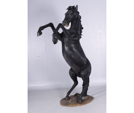 STEGRANDE HÄST I GLASFIBER - 253 CM SVART (RISING HORSE)