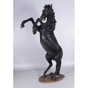 STEGRANDE HÄST I GLASFIBER - 253 CM SVART (RISING HORSE)