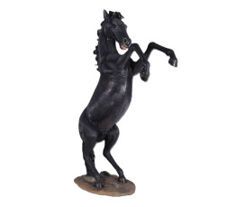 STEGRANDE HÄST I GLASFIBER - 253 CM SVART (RISING HORSE)