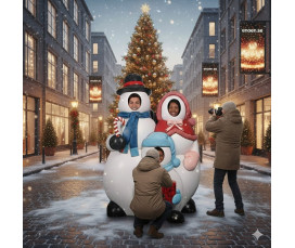 Stor Snögubbe Fotoram i Glasfiber - Perfekt Familjefotografering Jul