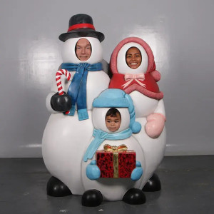 Stor Snögubbe Fotoram i Glasfiber - Perfekt Familjefotografering Jul