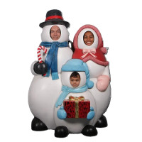 Stor Snögubbe Fotoram i Glasfiber - Perfekt Familjefotografering Jul