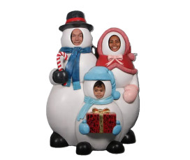 Stor Snögubbe Fotoram i Glasfiber - Perfekt Familjefotografering Jul