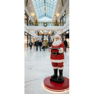   Stor Jul-Tomte med Bricka 183 cm – Exklusiv Glasfiber Skulptur