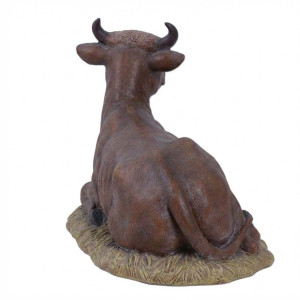 Liggande Ko / Tjur Skulptur i Glasfiber - 91 cm