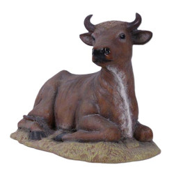 Liggande Ko / Tjur Skulptur i Glasfiber - 91 cm