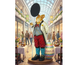 Stor Påskhare med menytavla (210 cm) – Reklamfigur i Glasfiber