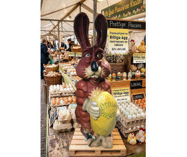 Kampanj : Stor Robust Påskhare Skulptur 195 cm – Väderbeständig Glasfiber