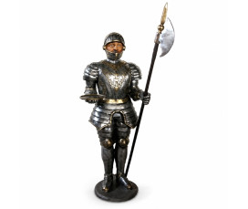 Riddare med Hillebard & Serveringsbricka i Naturlig Storlek (177 cm)