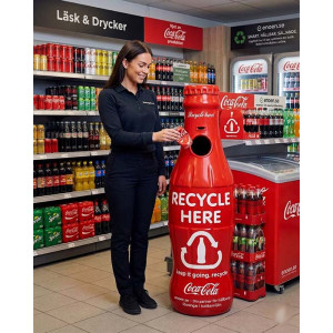 Stor Coca-Cola Recycle Reklamflaska & Avfallsbehållare (3D-figur, 150 cm)