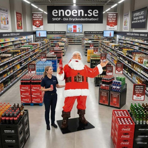 Väderbeständig Coca-Cola Jultomte 180 cm – Reklamdisplay Ute & innemiljö Väderbeständig Coca-Cola Jultomte 180 cm – Reklamdisplay Ute & innemiljö