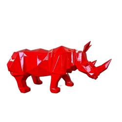 Stor Röd Noshörning Skulptur (200 cm) – Popkonst & Reklamdisplay | Miljövänlig Akryl