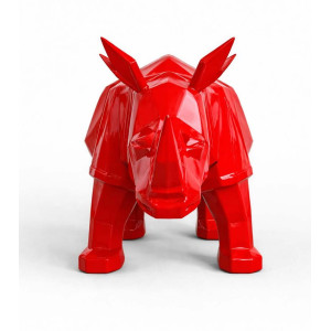 Stor Röd Noshörning Skulptur (200 cm) – Popkonst & Reklamdisplay | Miljövänlig Akryl