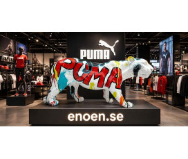 Stor popart Puma skulptur i naturlig storlek – glasfiber