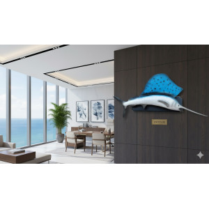 SEGELFISK I GLASFIBER 200 CM - VÄGGHÄNGD SKULPTUR