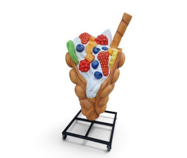 Stor Glassbägare Reklamfigur 190 cm i Glasfiber – Mobil Metallplattform