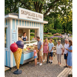 Stor Glass i Glasfiber 195 cm – Reklamdisplay med Egen Logotyp | Miljövänlig Akryl