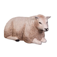 Liggande Merinofår Skulptur i Naturlig Storlek (100 cm)